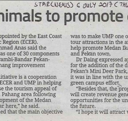 The Star: UMP gets two animals to promote edu-tourism