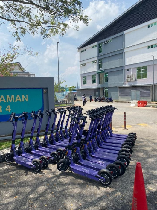 A row of scooters on grassAI-generated content may be incorrect.